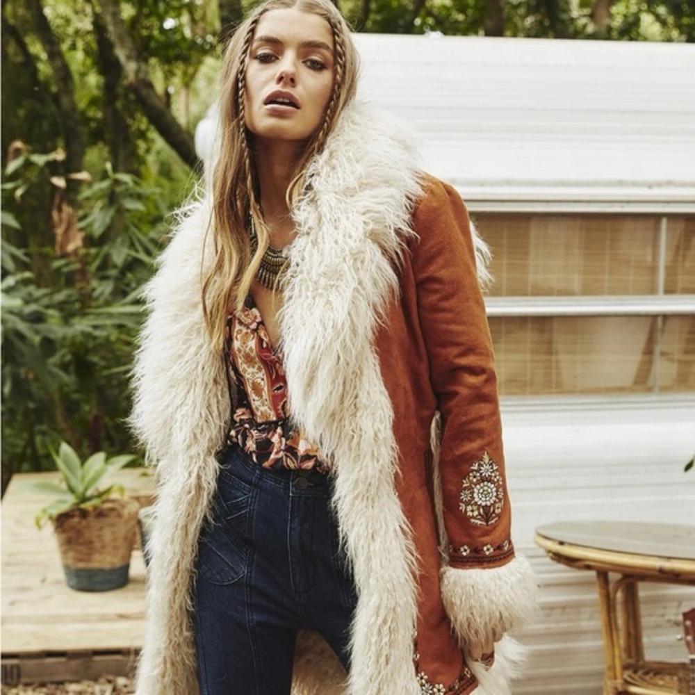 SPELL & THE GYPSY COLLECTIVE JOPLIN JACKET IN FAUX SUEDE TAN